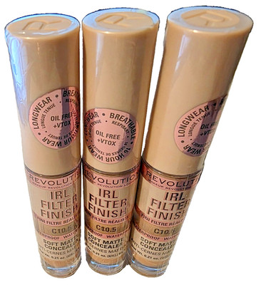 Revolution IRL Filter Finish Concealer C10.5 Full Coverage Oil-Free Lot of 3
