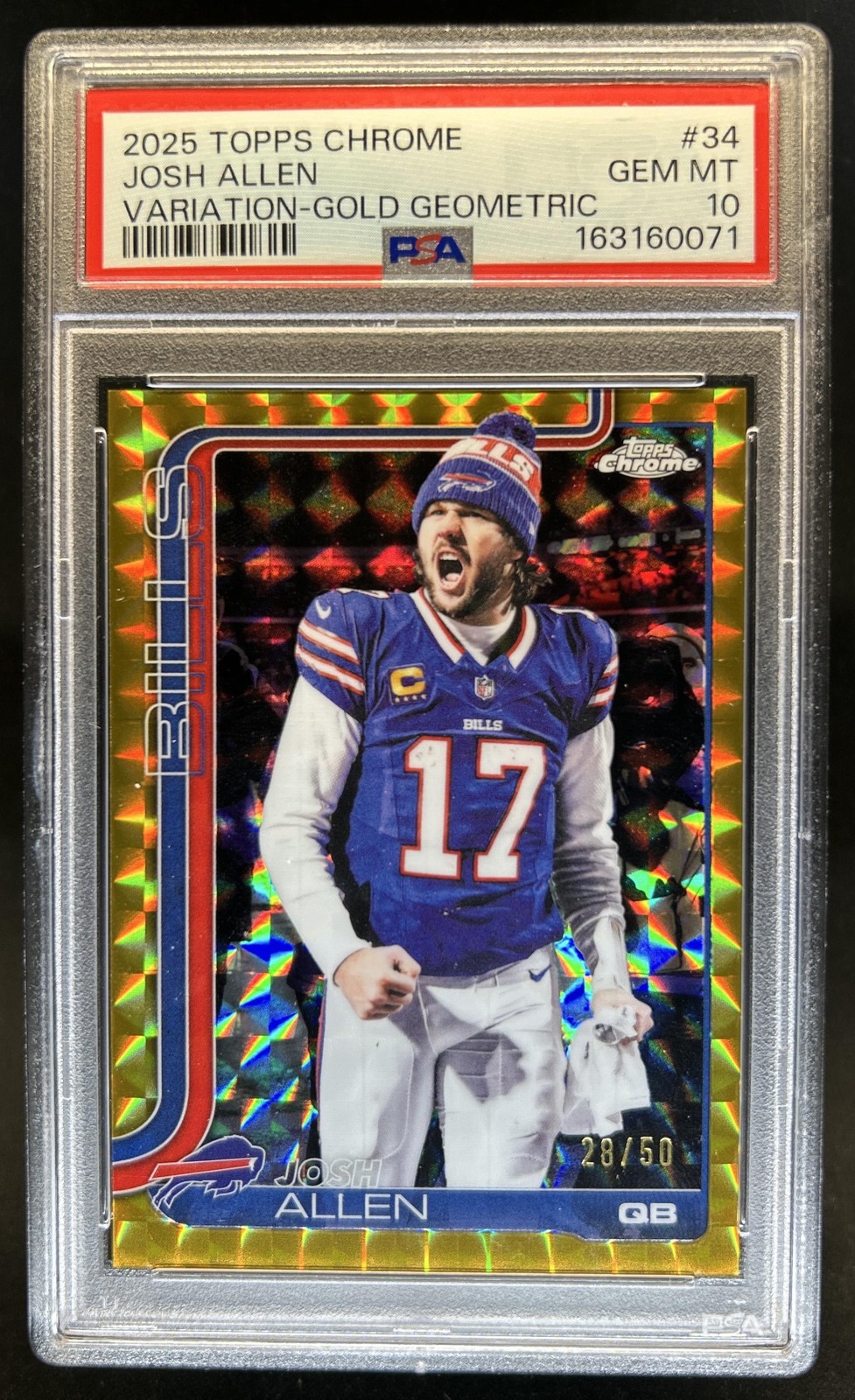 2025 Topps Chrome Josh Allen Variation Gold Geometric Refractor SP #/50 PSA 10