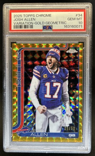 2025 Topps Chrome Josh Allen Variation Gold Geometric Refractor SP #/50 PSA 10