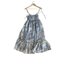 NWT Blue Floral Tie-Strap Maxi Dress XS Cottagecore Fairycore Milkmaid dress