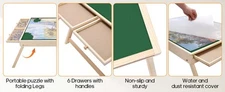Jigsaw Puzzle Table 4 Drawers Folding Legs Round Corner Portable Puzzle Tab NIC