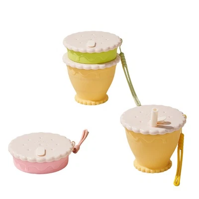 Faltbarer Trinkbecher aus Silikon - Lebensmittelecht mit Strohhalm für Kinder - Bild 1 von 4