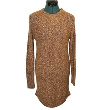 prAna Sweater Dress Cable Knit Marled Long Sleeve Small Brown Boho Casual