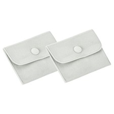 4x3" Velvet Jewelry Pouches, 2Pcs Jewelry Bags with Snap Button, Grey