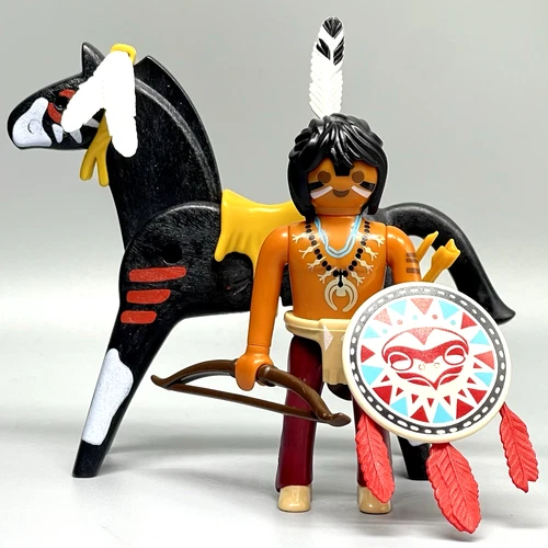 Playmobil Native American Chief Indian Warrior War Horse Male Adult Figure VTG