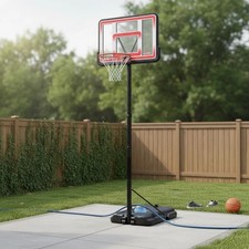 Freestanding Baseball Hoop, 7.5-10 Ft Adjustable Height, Wheels for Portability