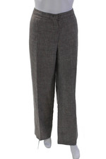 Escada Womens Linen Blend Mid-Rise Straight Leg Pants Trousers Brown Size 44