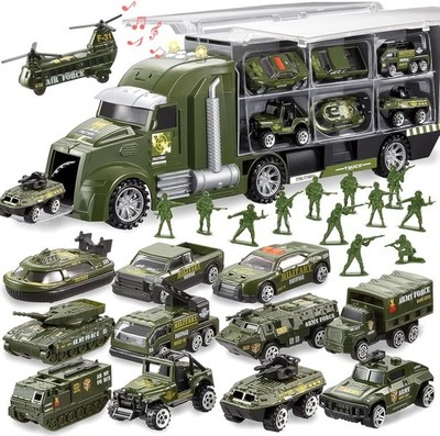 JOYIN 25-in-1 Militär-LKW-Spielzeugset mit Licht und Sound