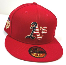 Oakland Athletics MLB  NE 2023 Fourth of July Fitted Hat~ Red