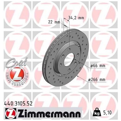2x Zimmermann Scheibenbremse vorne 424916 3637225 E169141 1629058880 | 927518