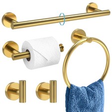 Brushed Gold Bathroom Accessories, Bathroom Hardware Set, SUS304 Stainless St...
