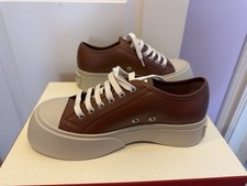 Marni Leather Sneaker Womens Brown Beige Low ...