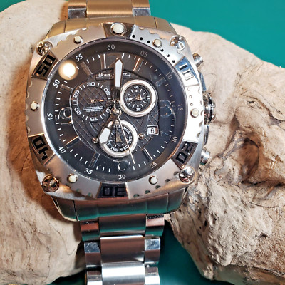 Jorg Gray 9800 Big Sport Chronograph Steel 45mm Black Dial Watch Non-Working