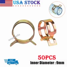 50Pcs 9mm 0.3" Spring Hose Clamps Fastener Fuel Water Line Pipe Air Tube Clips