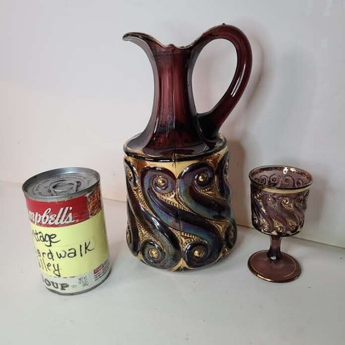 Jarra de vidrio arte amatista victoriano S repetición Dugan C 1900 y una cordial - Imagen 16 de 16