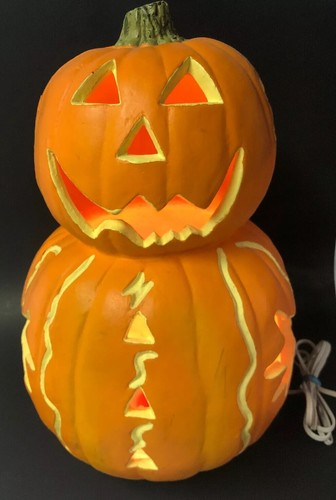 RARE GEMMY FOAM PUMPKIN JOL - Head and Body HALLOWEEN BLOW MOLD LIGHT LARGE 15" - Picture 5 of 12