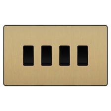 BG Evolve Satin Brass 4 Gang Quad Light Switch PCDSB44B