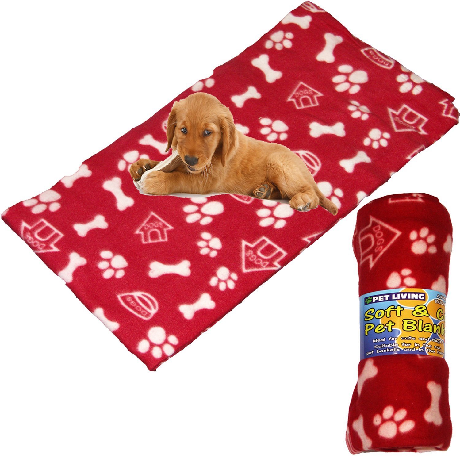 LARGE SOFT FLEECE PAW PRINT PET CAR BLANKET DOG PUPPY CAT BED 100 x 150