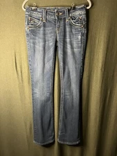 Rock Revival Jeans Womens 27 Stretch Chrissie Boot Low Rise Med Wash Fade