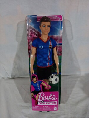 Mattel Barbie Doll Soccer Player Male Ken, Blue Jersey HCN15, In
