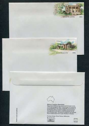 AUSTRALIA 1989, ARCHITECTURE ON PRINTED COVERS, STATIONERY, 7 DIFFERENT, MINT - Picture 3 of 3