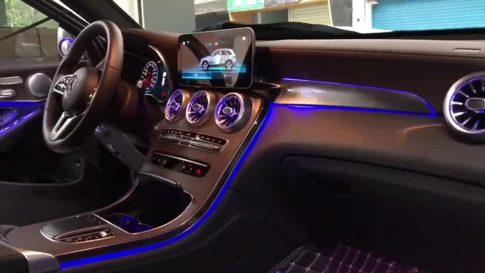 Kit de iluminación ambiental 64 colores W205 ventilación CA para Mercedes C300 C63 moldura interior Foto 2 de 4