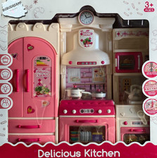 Simulation Kitchen Pretend Play - Refrigerator Design Playset w/ Light and Sound