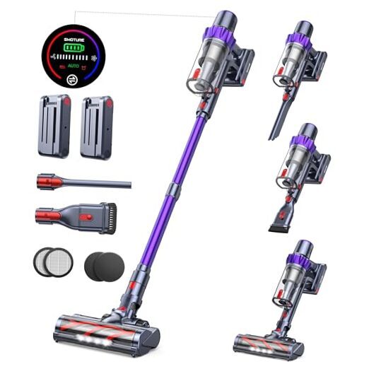 Powerful Cordless Vacuum Cleaner with 2 Batteries and 110-Min Runtime