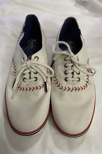 Keds Champion Pennant Baseball Sneaker White Leather Women's Size 8
