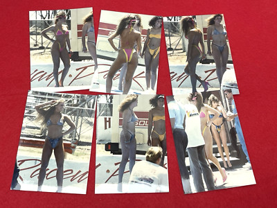 FOUND PHOTO LOT BIKINI CONTEST GIRLS 1988 FREMONT SPEEDWAY CALIFORNIA