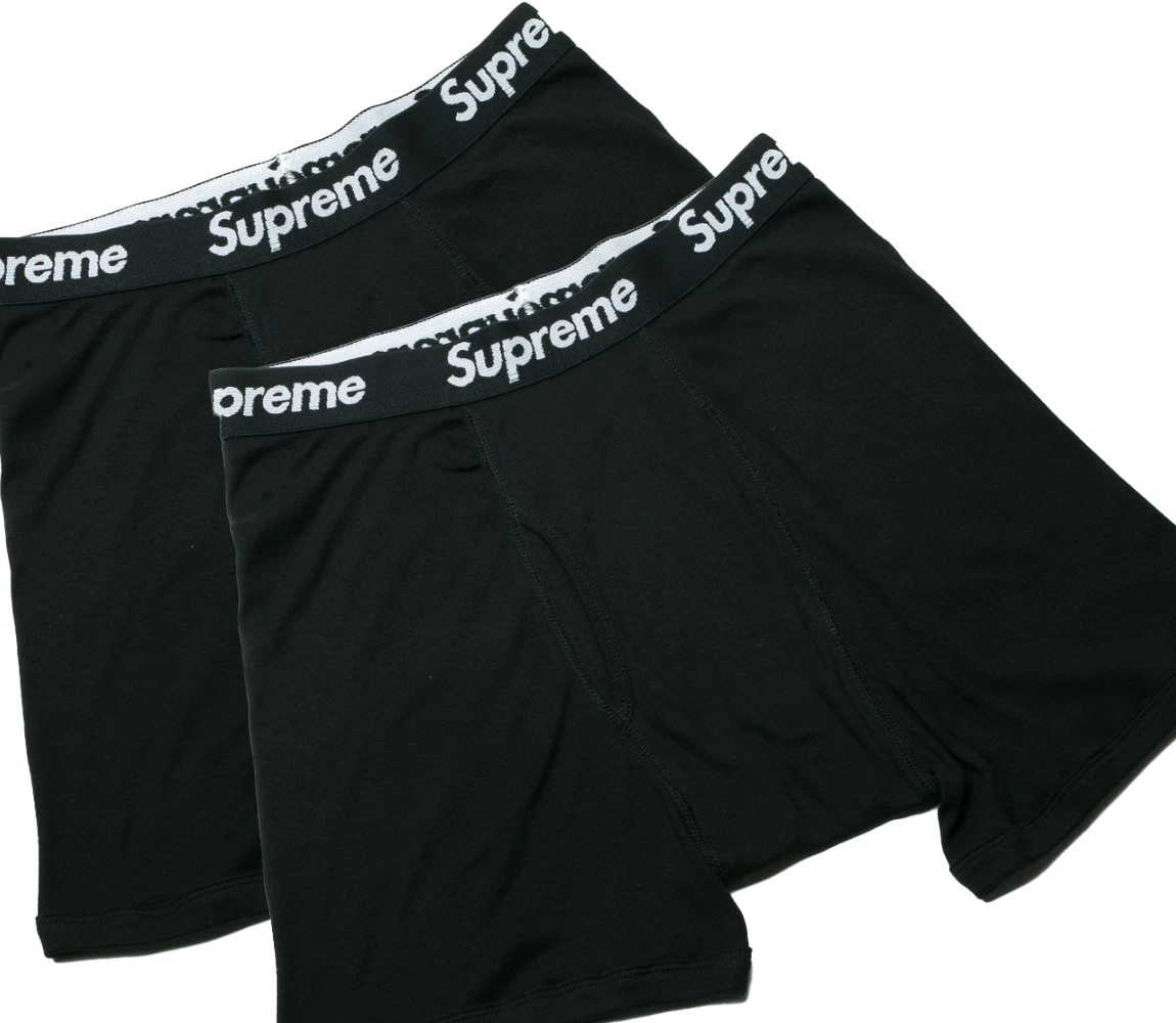 Sous vêtements boxer noir authentique Supreme / Hanes (2 paquets) MOYEN / M 32 34