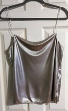 Whistles Metallic Taupe Spaghetti Strap Top Blouse US 6 UK 10 Cocktail Party