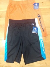2 Pair Champion Boys Authentic Athleticwear Basketball Shorts L New Black/Orange