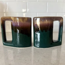 Pair of Rodolfo Padilla Stacking Coffee Mugs Stackable Drip Glaze Stoneware
