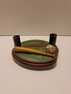 Baseball Fan Business Card Holder Wood Base