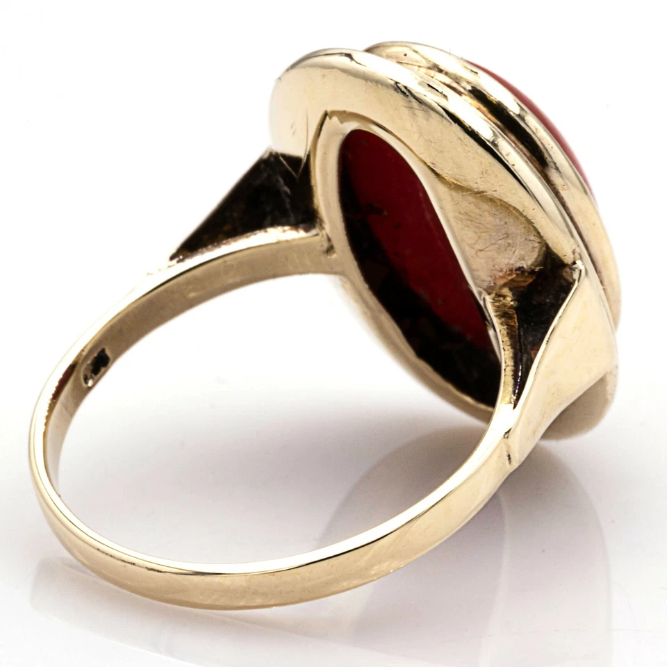 Ring 333 Gelbgold mit Koralle - Bild 4 von 4