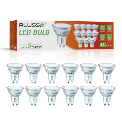 ALUSSO 10X GU10 LED 5W 550lm 120° 2700K Warmweiß Spot Leuchtmittel Lampe Birnen