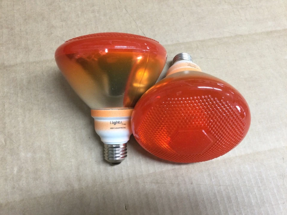 2 PIECES 19 Watt 3200K AMBER BR38 CFL Light Bulbs - Image 2 of 4