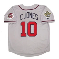 Chipper Jones Atlanta Braves 1995 World Series Grey Road Jersey Men's (S-3XL)