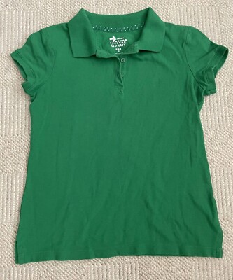 トップス 90s OLD NAVY Border Velore Polo Old Navy Green Collared Uniform Polo Shirt Short Sleeves