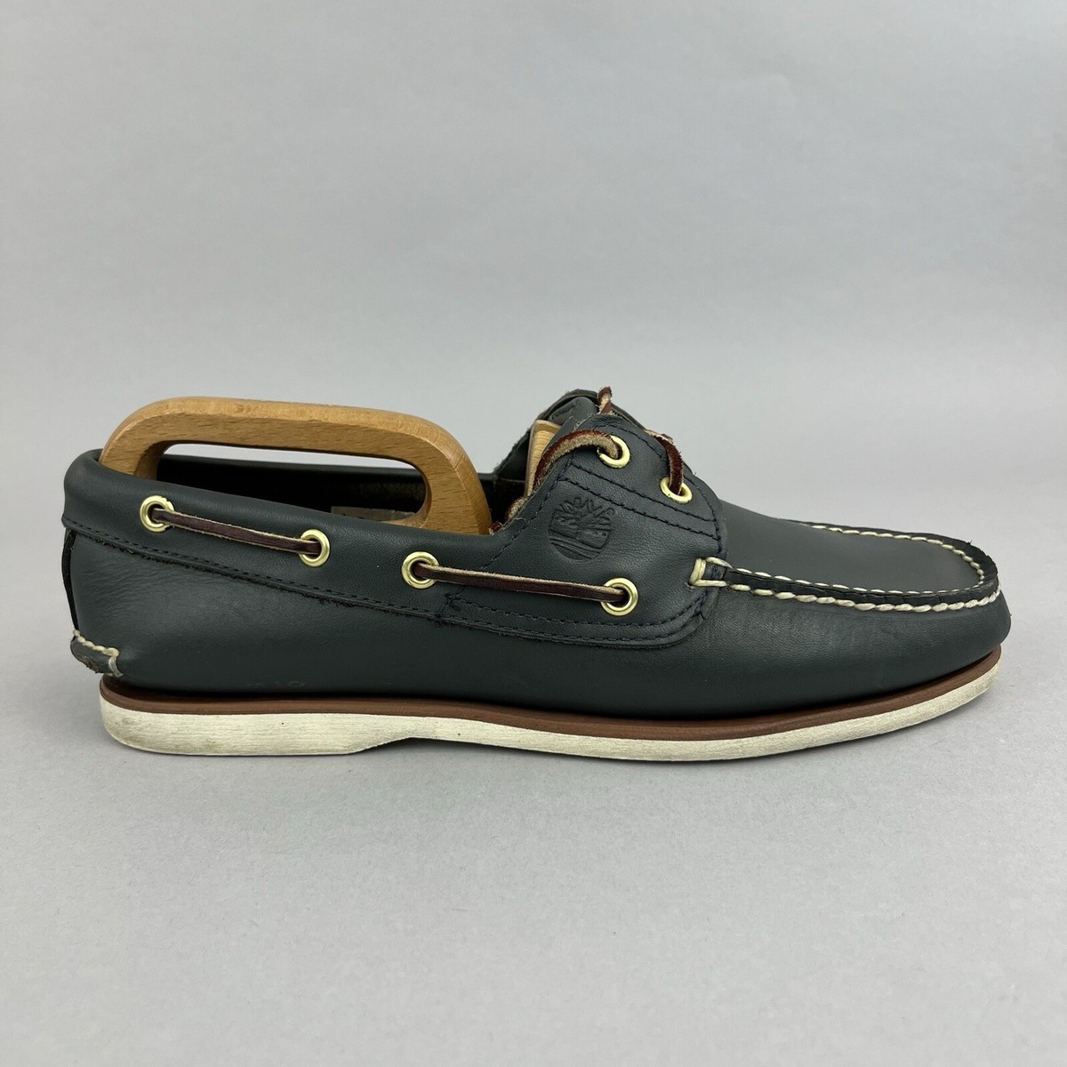 Timberland Navy Leather Boat Deck Loafers Moccasin Casual Shoes