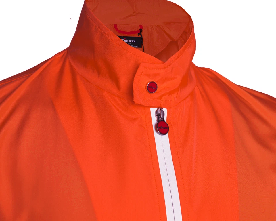 CHAQUETA BOMBER KITON NUEVA CON ETIQUETAS Cima naranja fluo ligera extra-lujo Italia 46 XS Foto 2 de 4