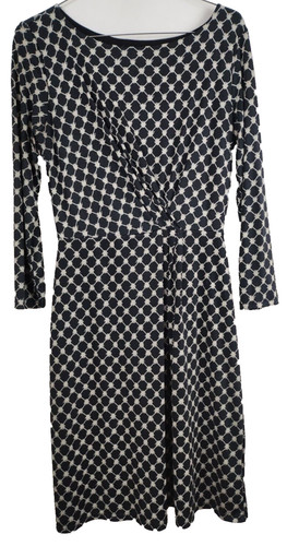Gilli Womens Sheath Dress Small Black White Polka Dot Twist Front 3/4 Sleeves