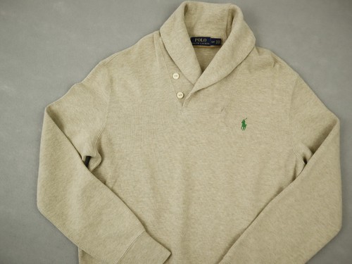 Polo Ralph Lauren Sweater Men Small Beige Pullover Pony Cowl Neck Preppy Adult S - Picture 2 of 8