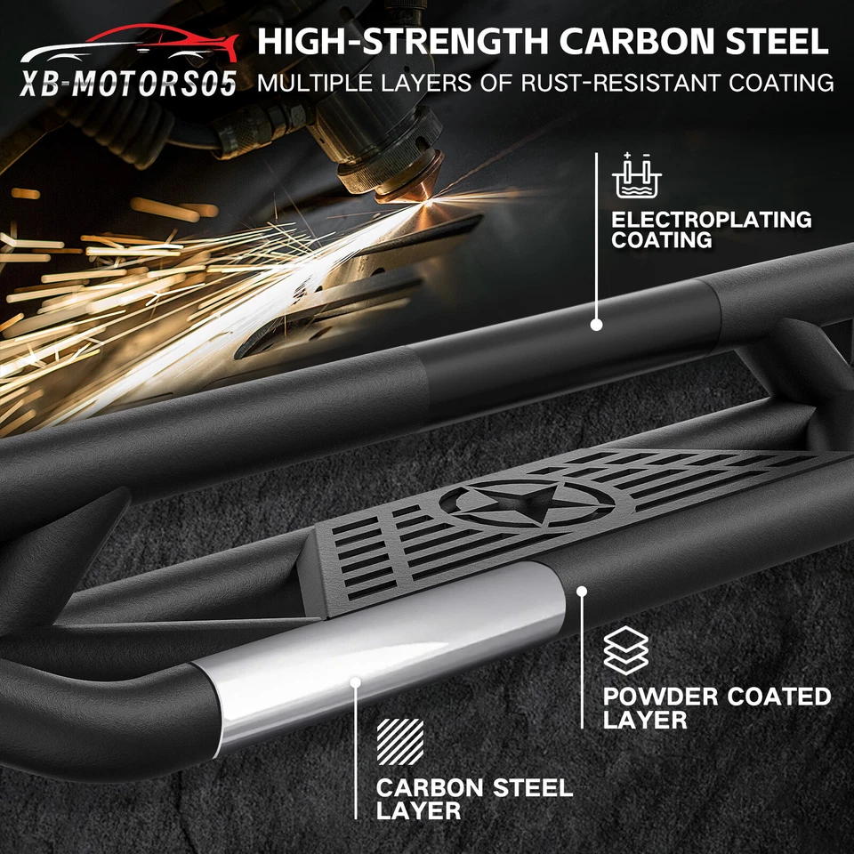 For Jeep Wrangler JK JKU Unlimited 4 Doors 2007-2018 Door Side Running Boards Foto 3 de 4