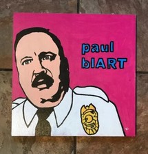 Paul Blart Pop Art Quadro ORIGINALE 12x12 Pannello Legno Acrilico Kevin James Queens