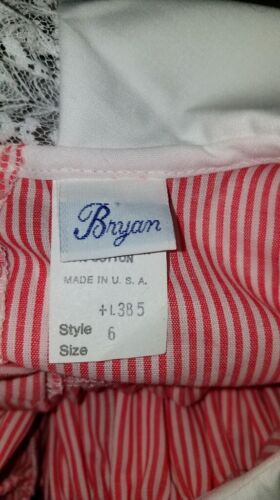 VTG Girls Bryan Pinafore Party Dress 6 Red White Stripe Portrait Long Ruffle - Picture 2 of 12