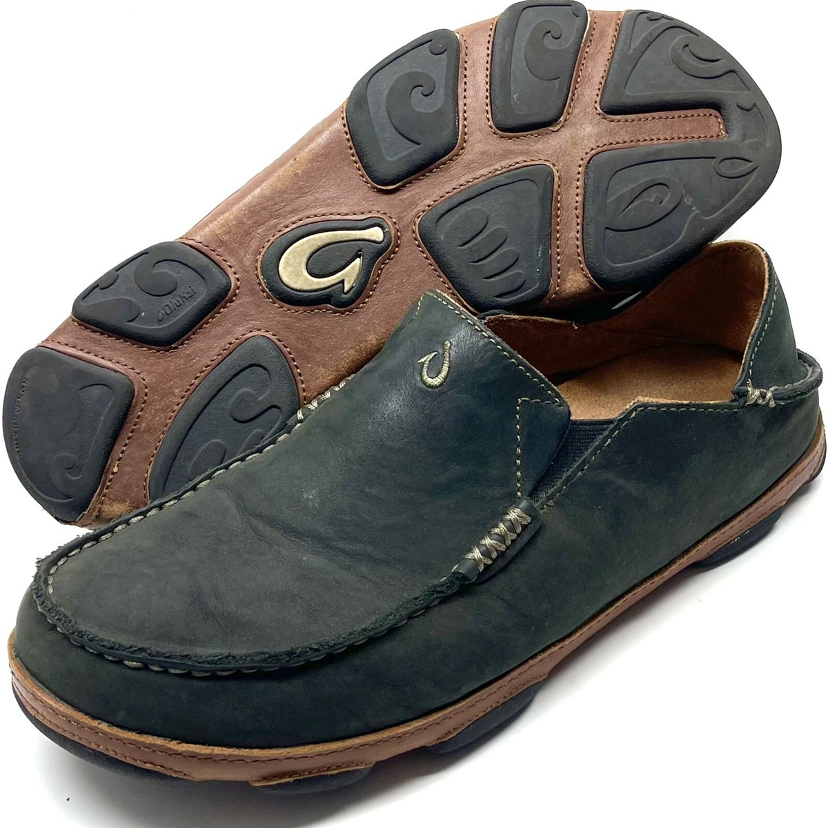 OLUKAI Moloa Men's Leather Loafer Slipper Slip On Shoes US EUR