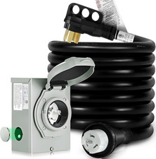 50 Amp Generator Cord 50FT and Pre-Drilled Power Inlet Box, 50 Amp Generator Cab