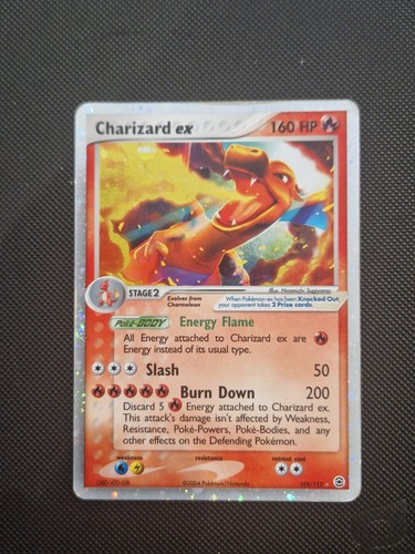 EXC! Charizard ex (105/112) EX Fire Red & Leaf Green Holo Rare Pokemon Card!